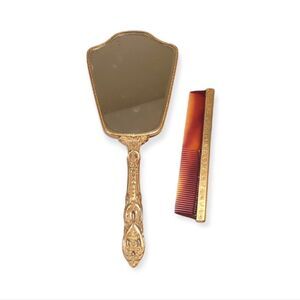 Antique Hand Mirror and Antique Comb